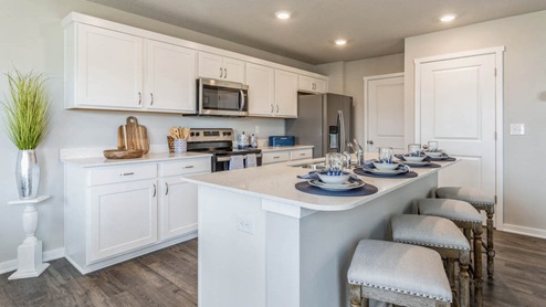 Modern kitchen with island and barstools