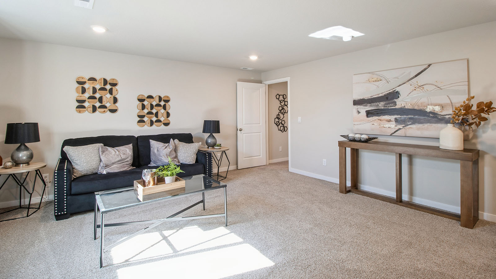 Finished basement with space for entertaining.