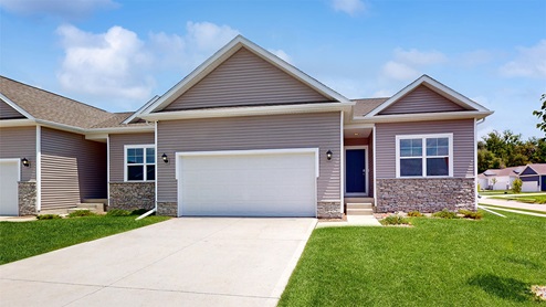 front exterior of jack model home with 2 car attached garage