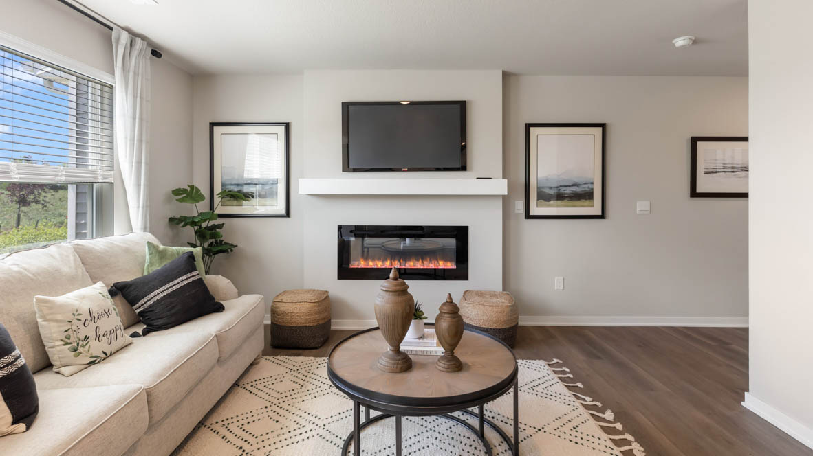 Open Concept Living Room With Electric fireplace