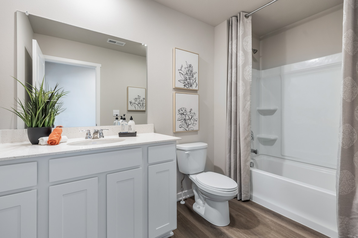 Second full bathroom with a sink, toilet, and bathtub