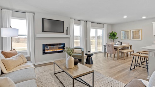 bright living room with two windows for natural light