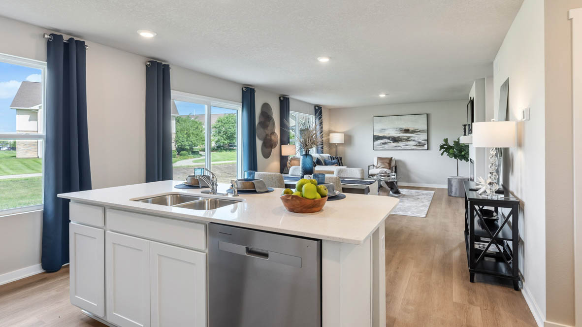 kitchen with white cabinets