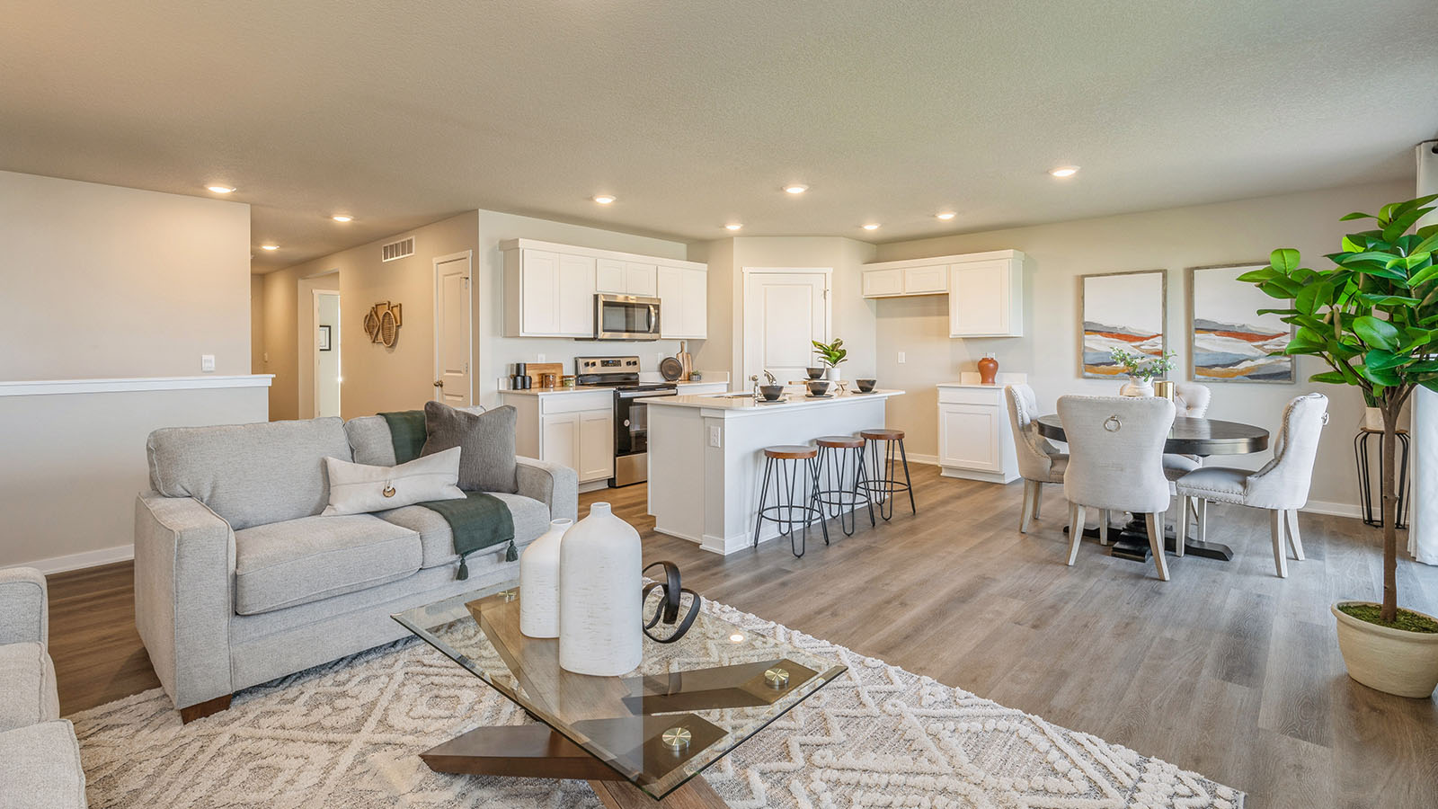 Open Concept Living Room With Electric fireplace