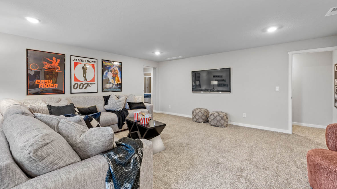 TV mounted in finished basement