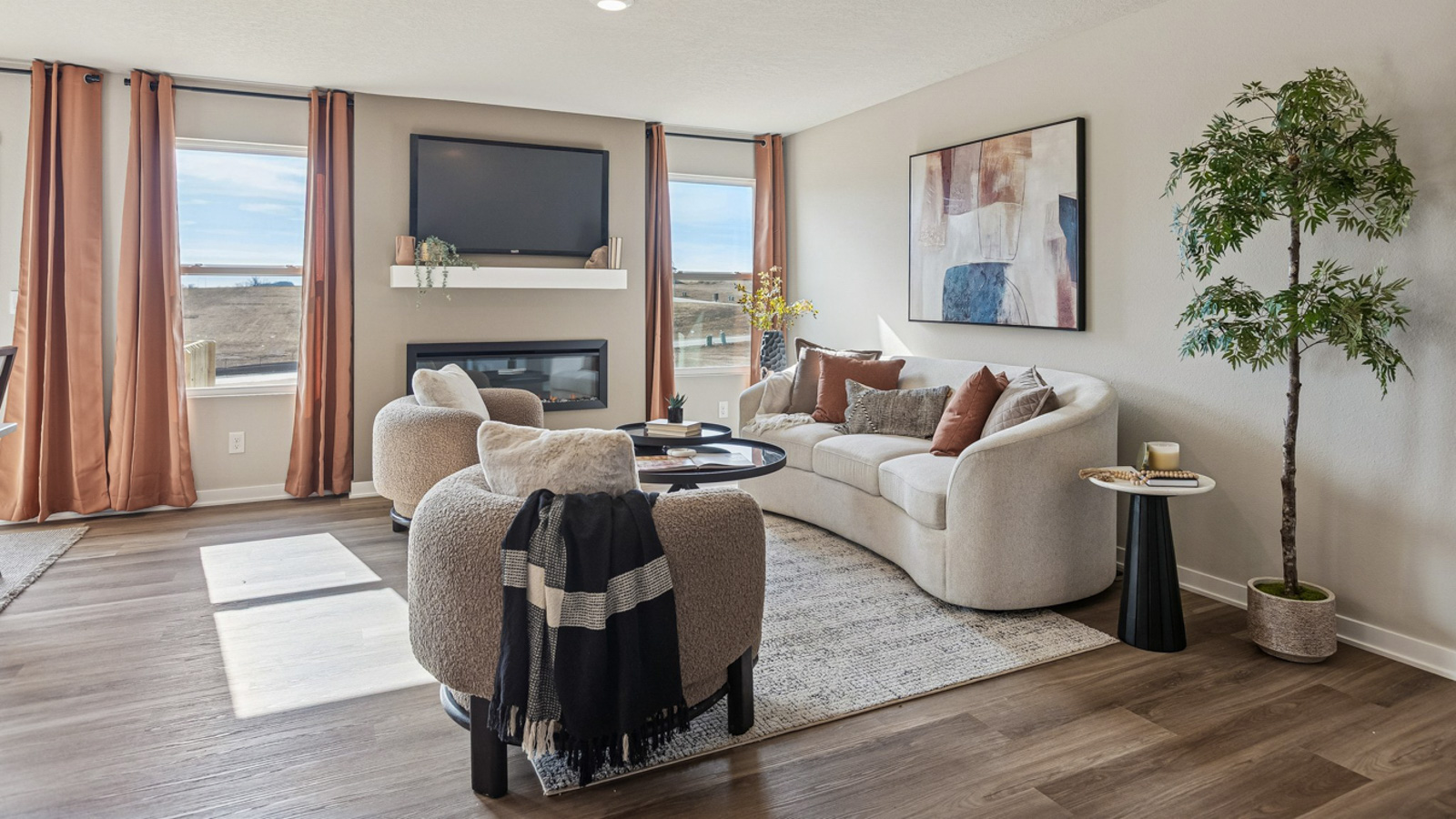 Hamilton living room with large windows for bright natural lighting