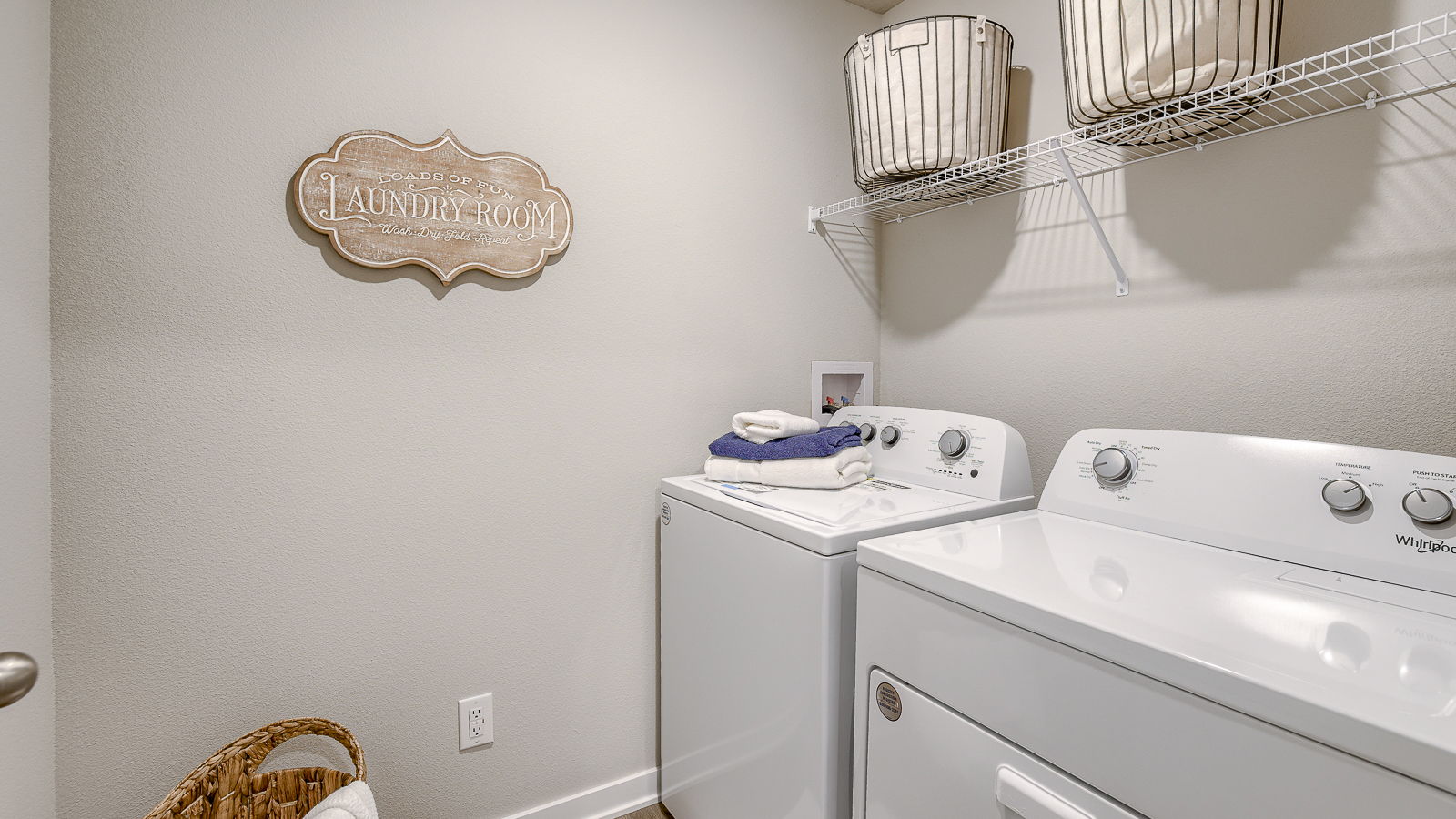 Hamilton laundry room with shelves