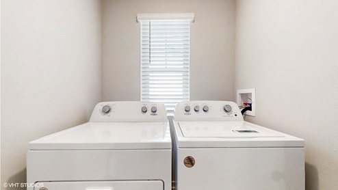 Syndey laundry room shown on the upstairs level with whirlpool washer and dryer
