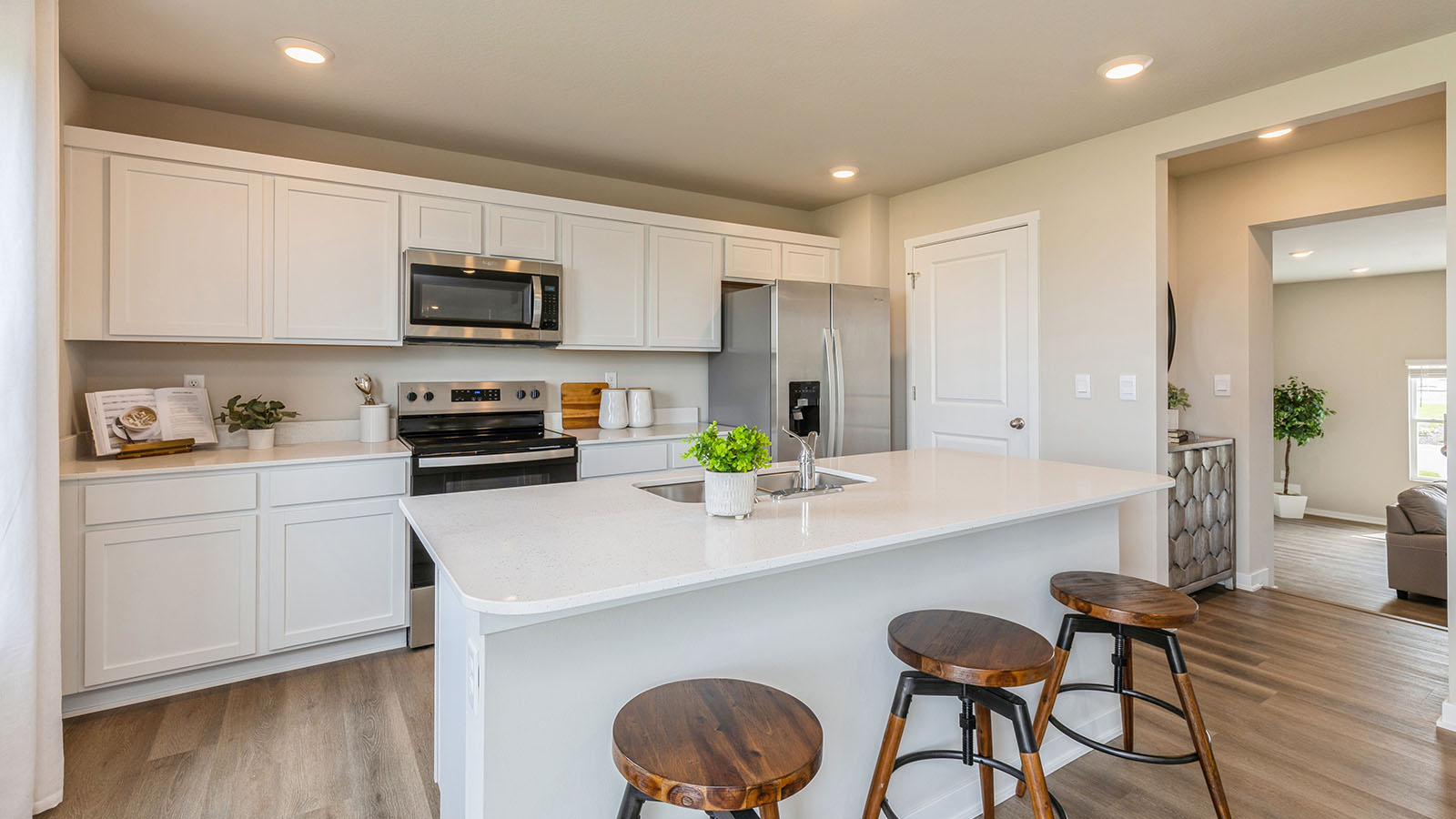 Kitchen with quartz countertops and stainless-steel appliances