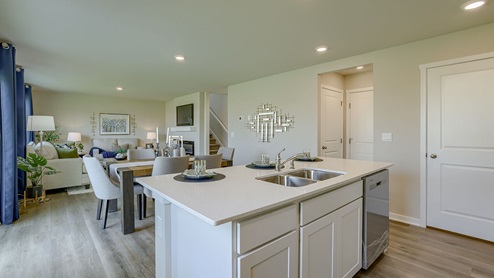 Bellhaven kitchen overlooking dining area and living room