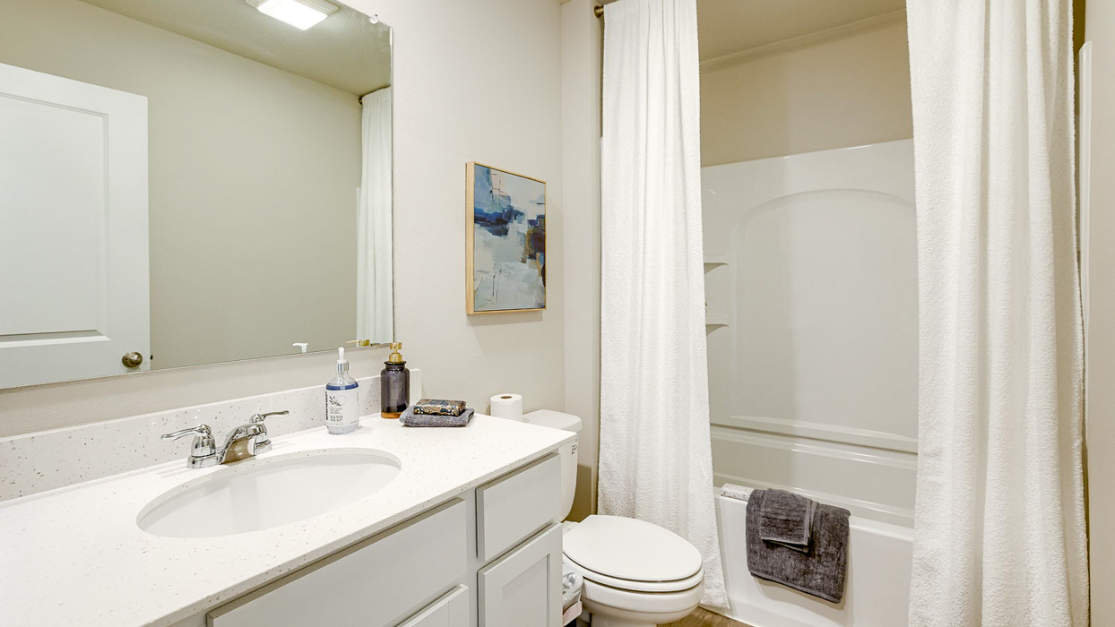 Second primary bathroom with a bathtub toilet and sink