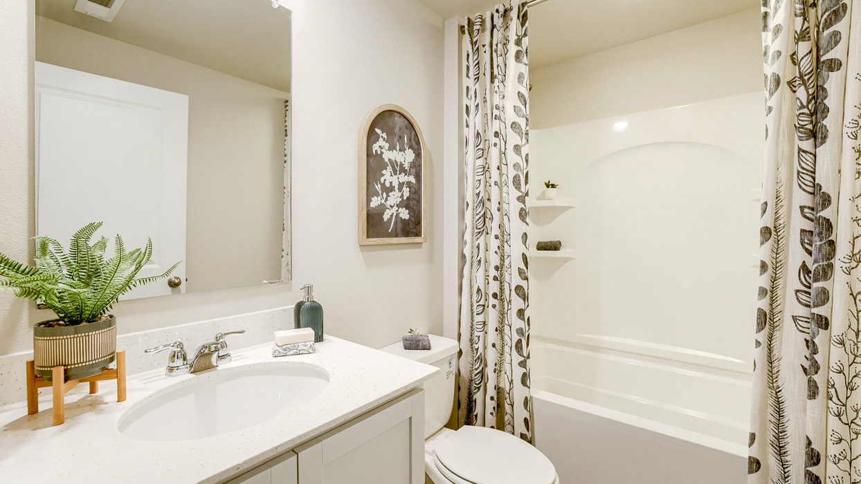 Basement bathroom one sink with tub and shower
