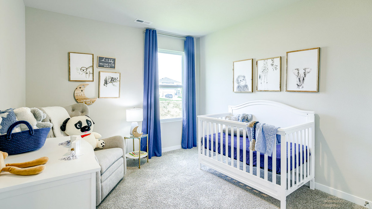 Fourth bedroom staged as a nursery in the Bellhaven