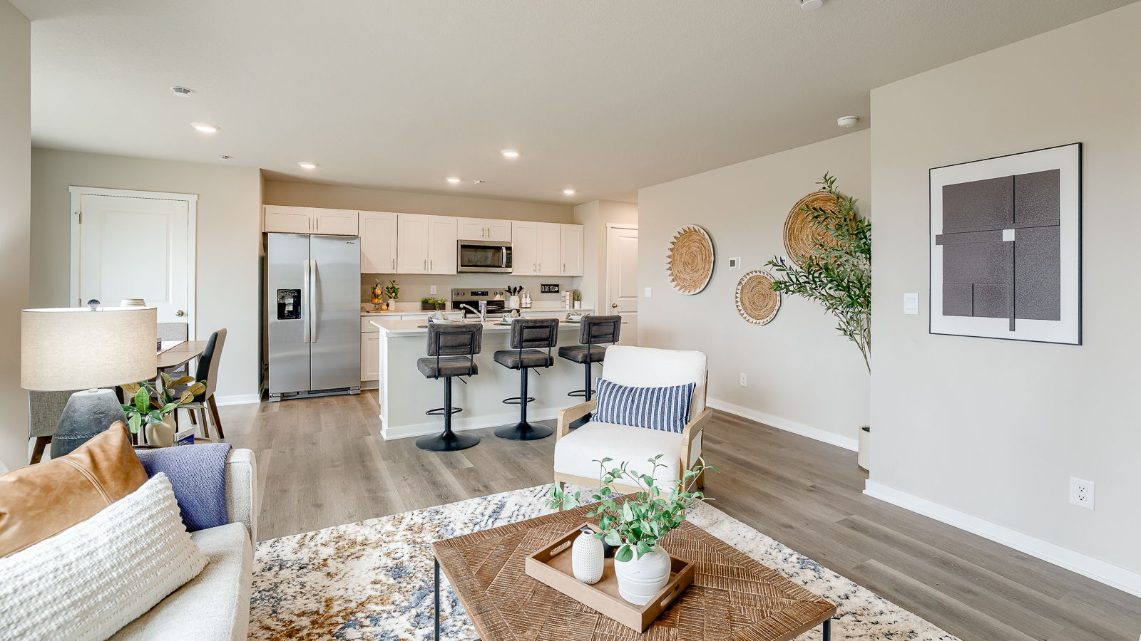 View of the Kitchen with white cabnitry and white counter tops