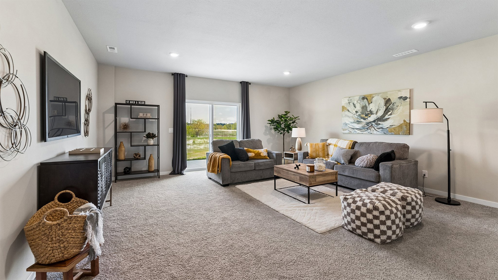 Hamilton finished basement living room with large seating area