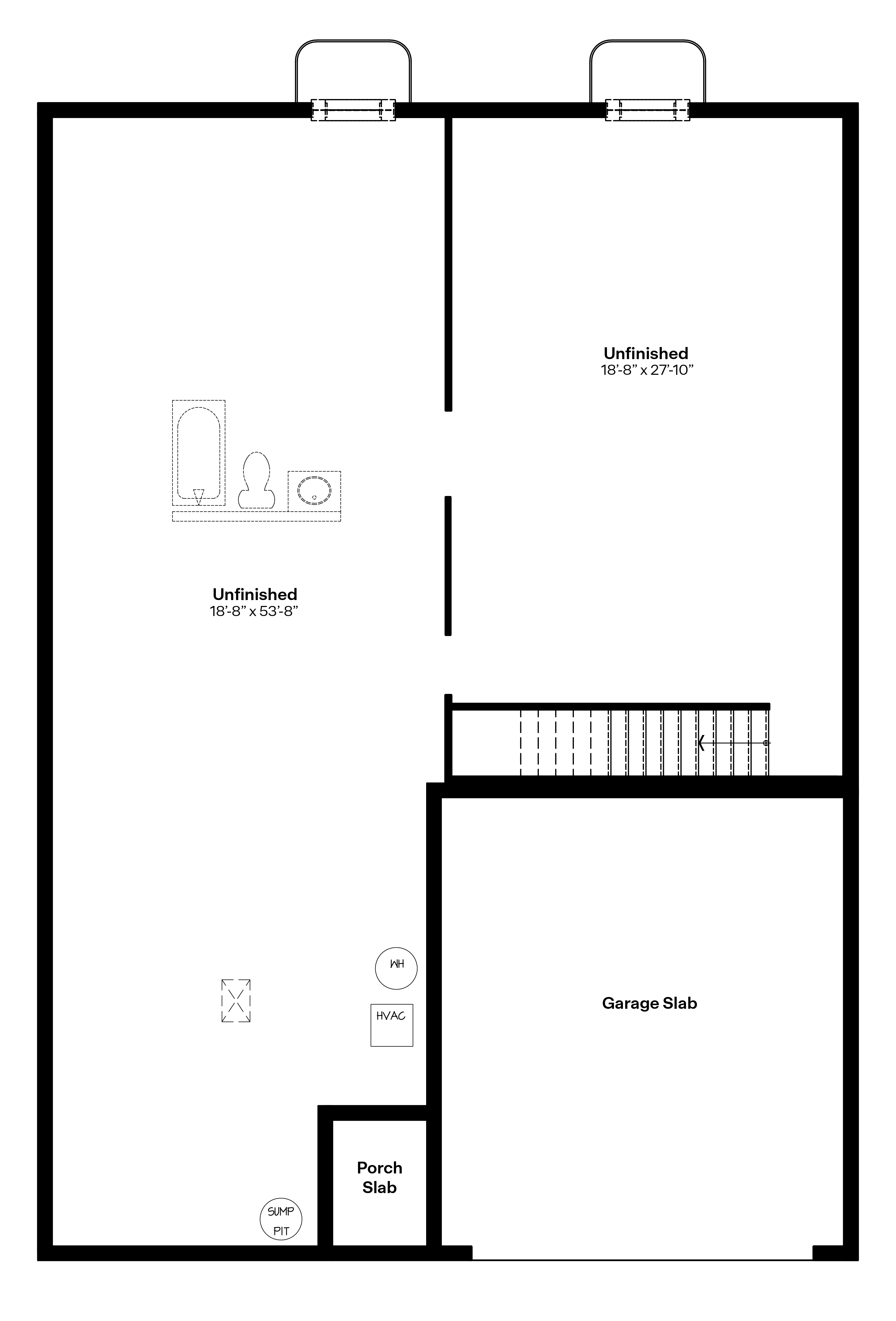 Unfinished basement of Neuville