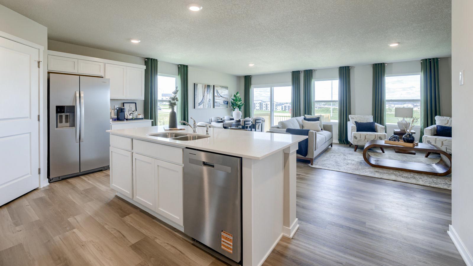 Overview of main floor living space of Neuville floorplan