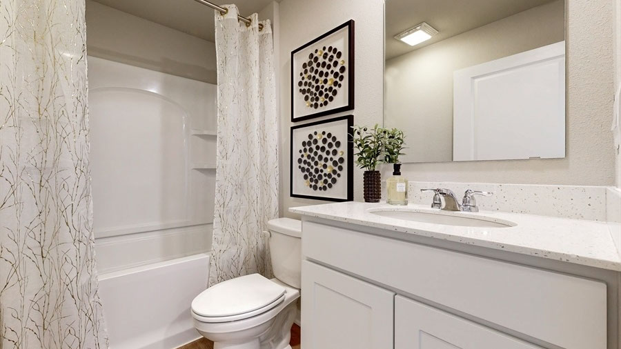 Full bathroom with a sink toilet and bathtub