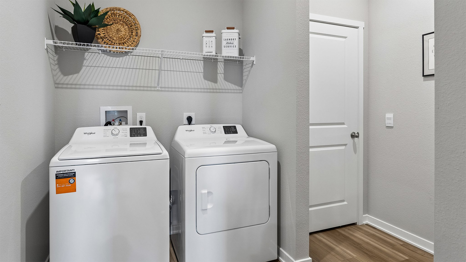Laundry room in the Abbott next to the garage entrance