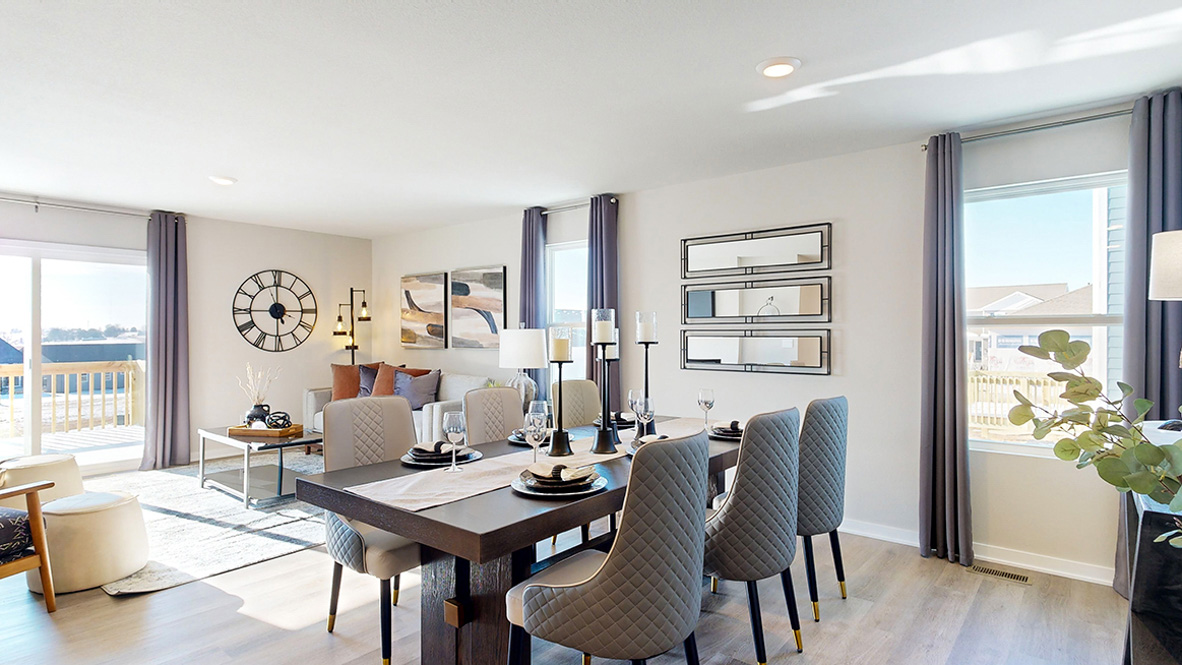 The Abbott spacious dining area and living room