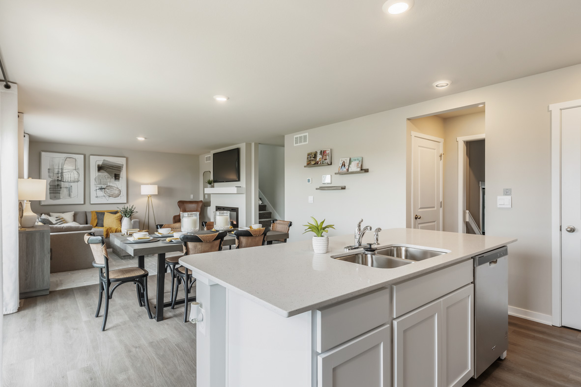Kitchen island with quartz countertops