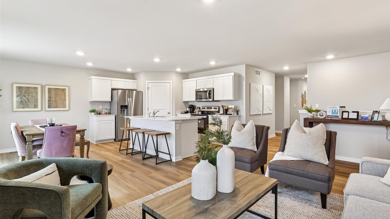 Overview of main floor living space of harmony