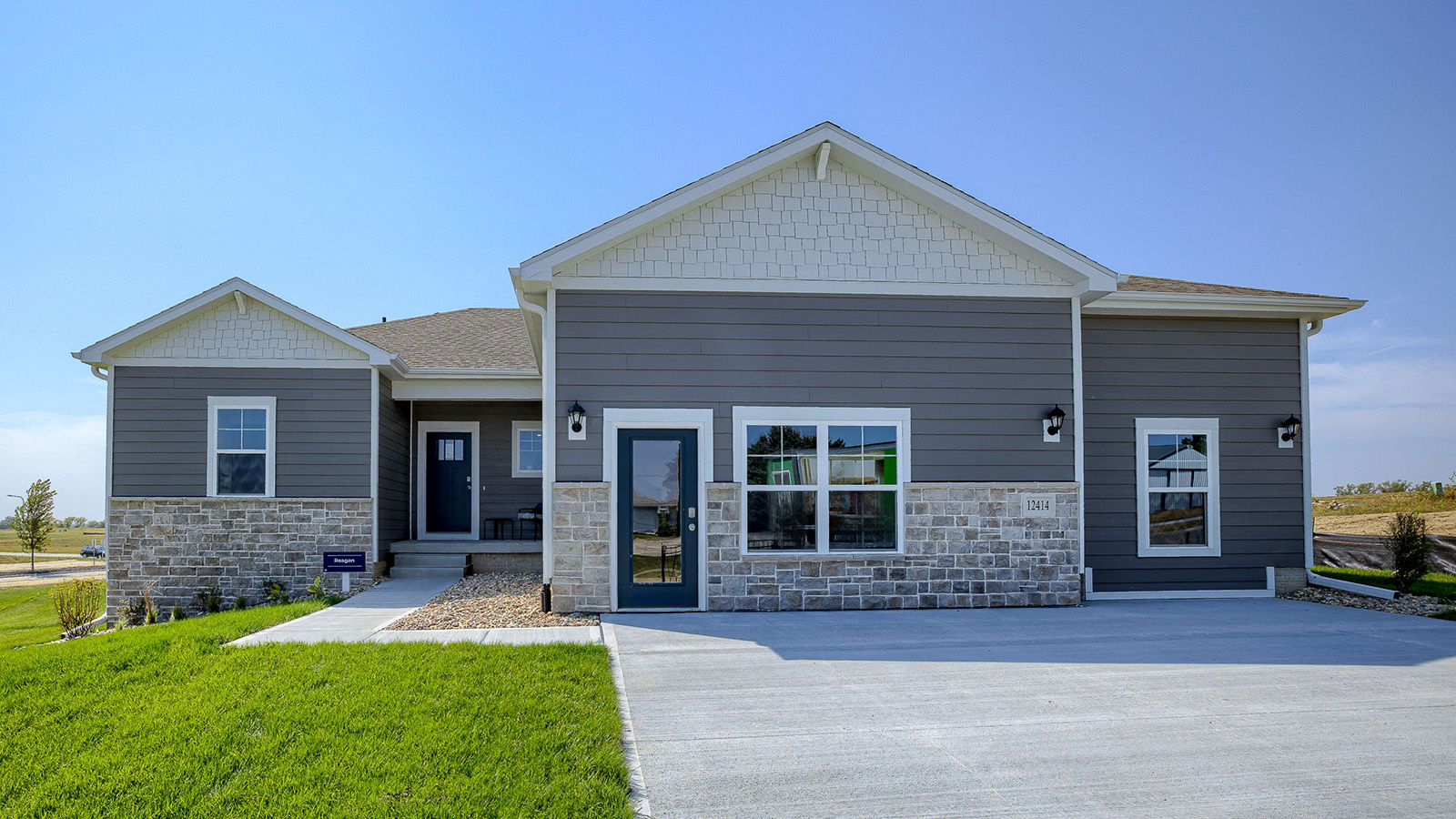 exterior photo of the Reagan with stone