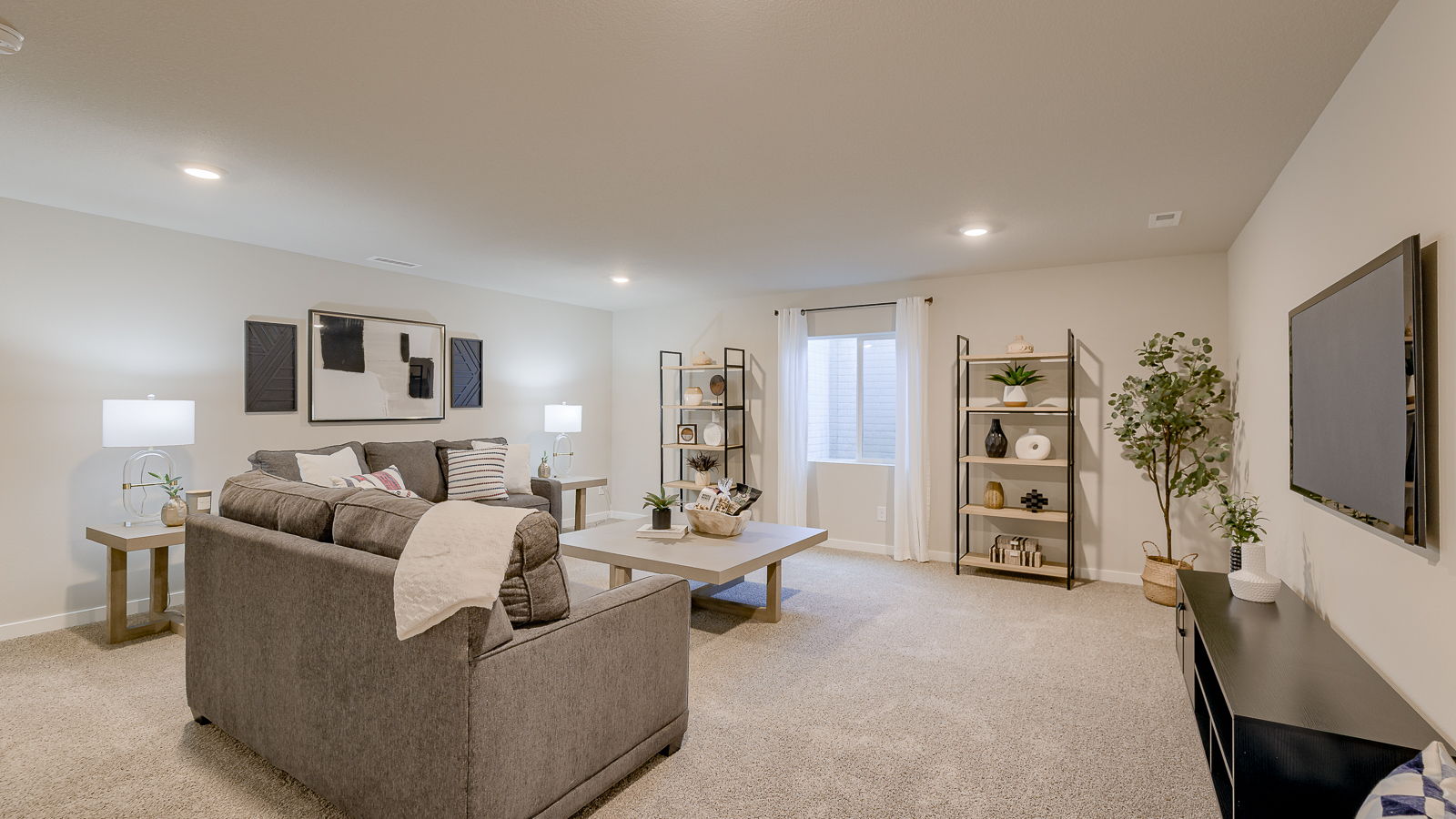 Hamilton finished basement living room with window
