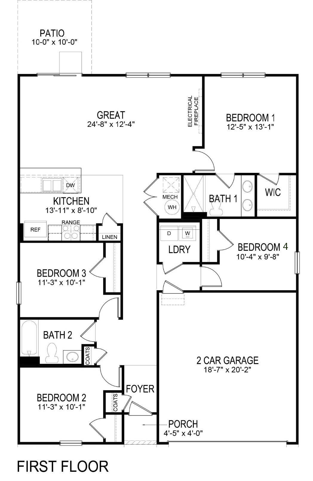 Main floor of the Freeport floorplan