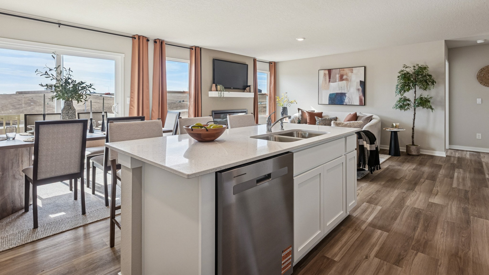 Center island with deep sink in the Hamilton kitchen