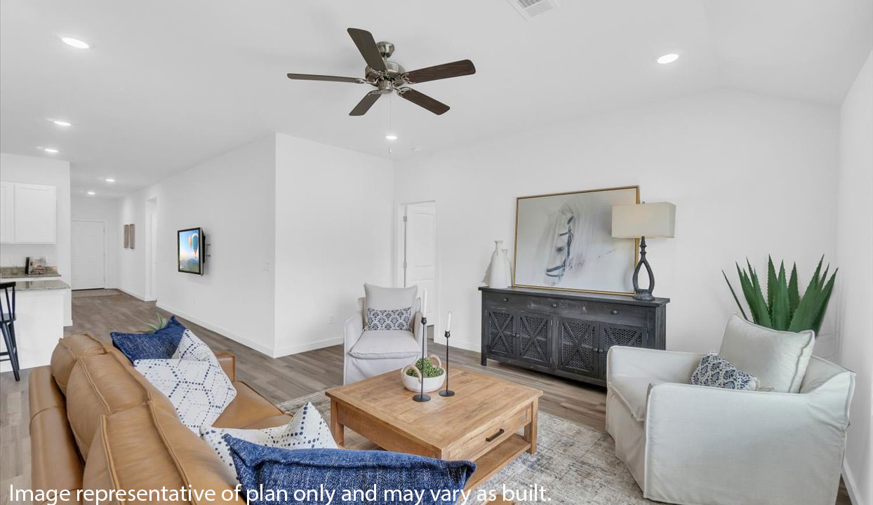 Open concept living space featuring a spacious living room area.