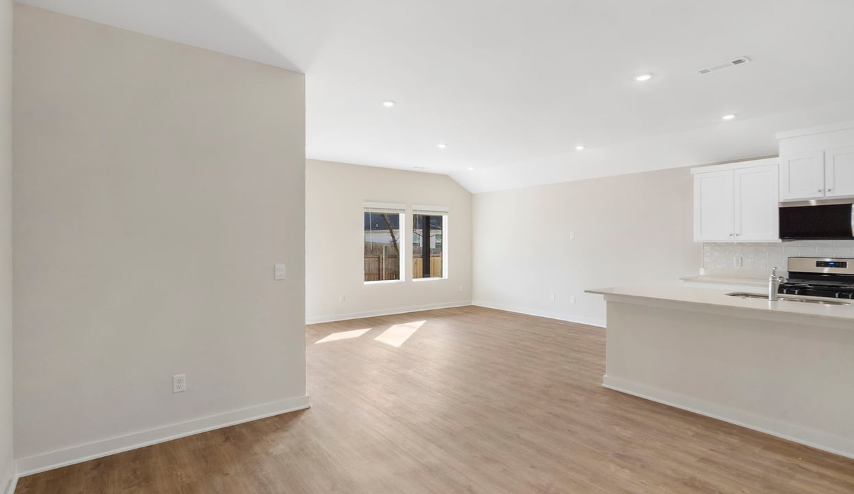 Dining, Living, and Kitchen