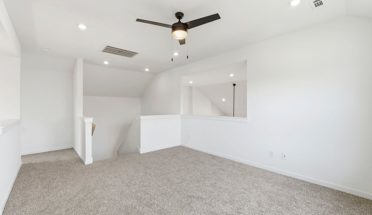 Game room at the top landing of the stairwell