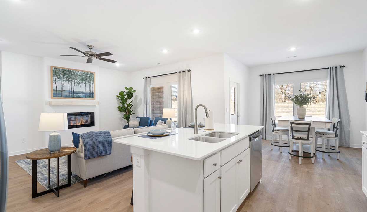 Kitchen, Living, and Dining