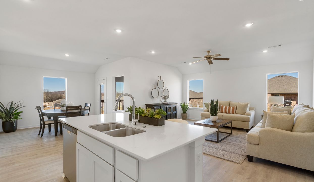 Kitchen, Living, and Dining