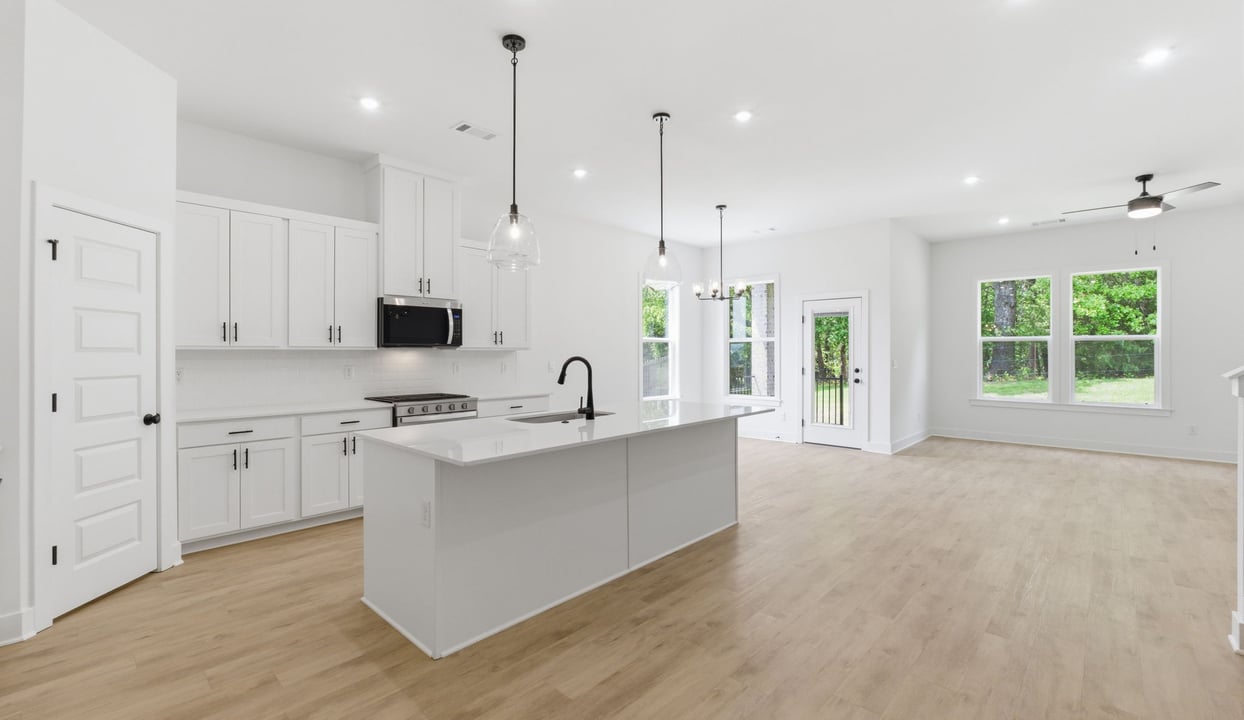 Kitchen, Dining, and  Living