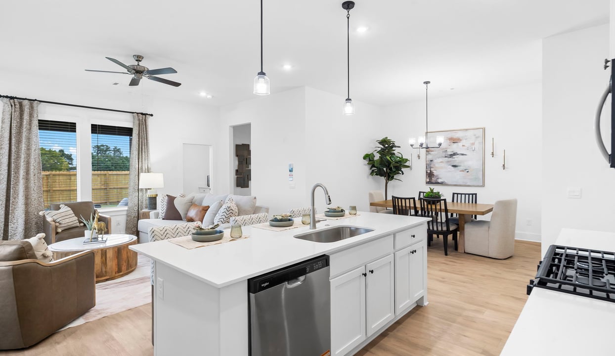 Kitchen, Living, and DIning