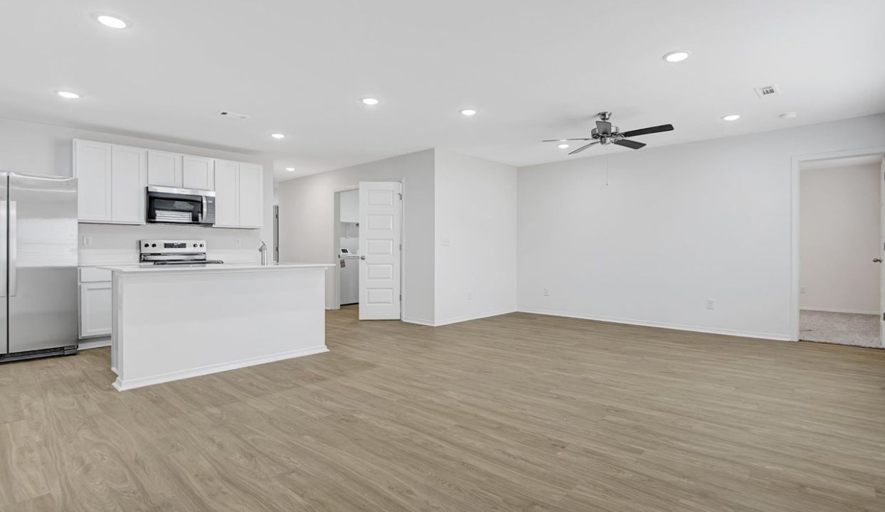 Dining, Living, and Kitchen