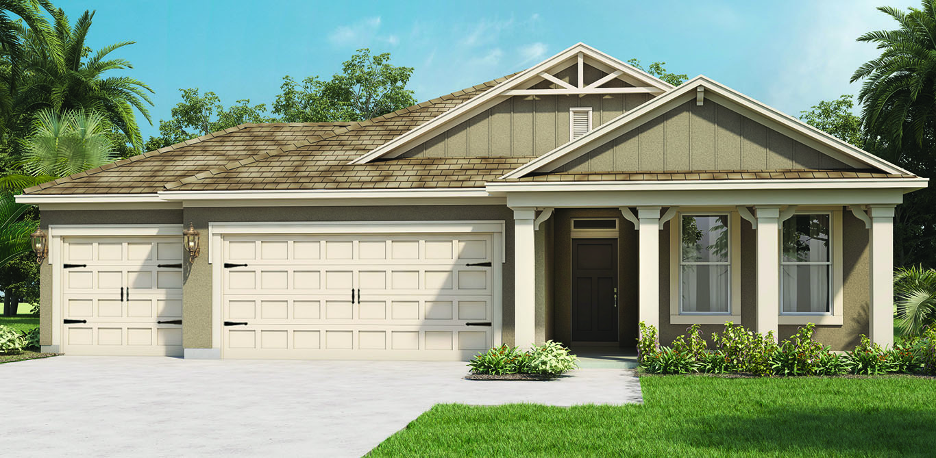 Single story new home and 3 car garage.