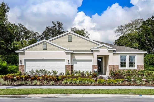 Single story new home and 3 car garage.