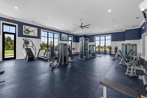 Fitness center with Cardio and strength machines.