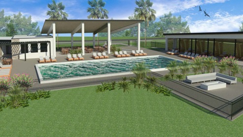 pool and cabana amenity rendering