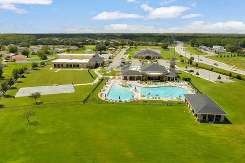 Arial view of pool area.