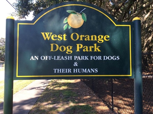 Sign for West Orange Dog Park.