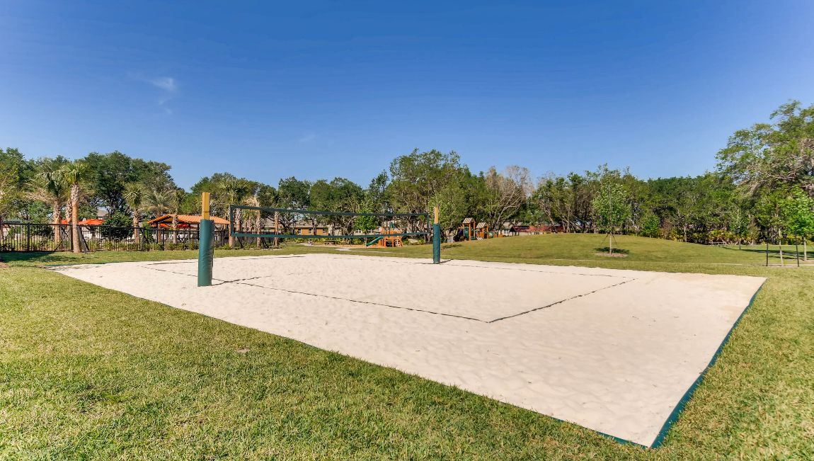 Beach volleyball area amenity.