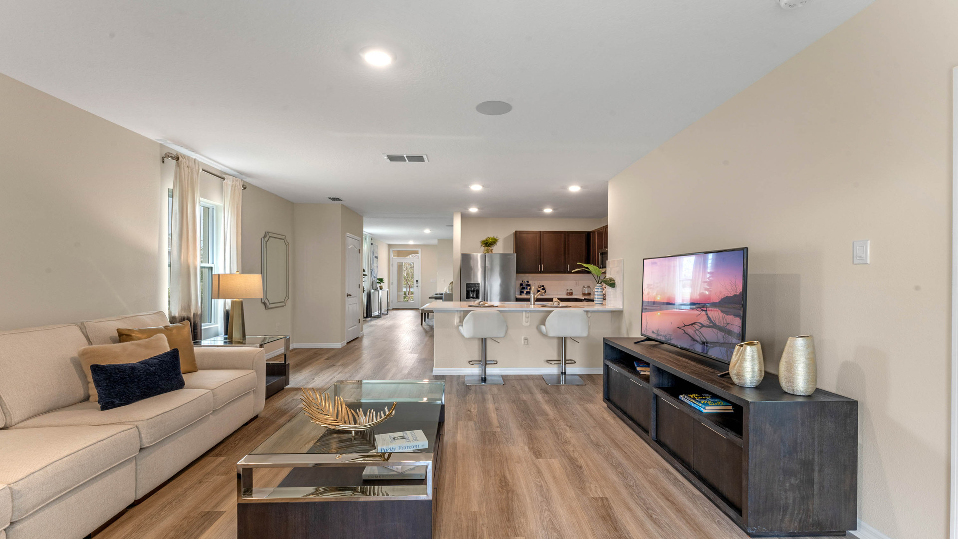 Living area looking at kitchen