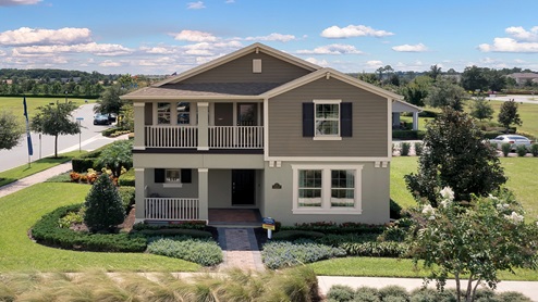 Two story home with rear garage.