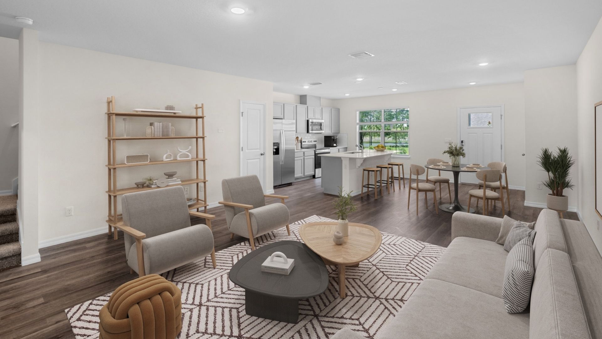 living area with laminate flooring