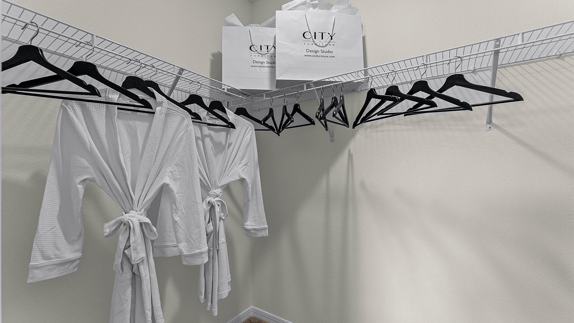 Spacious master walk-in closet.