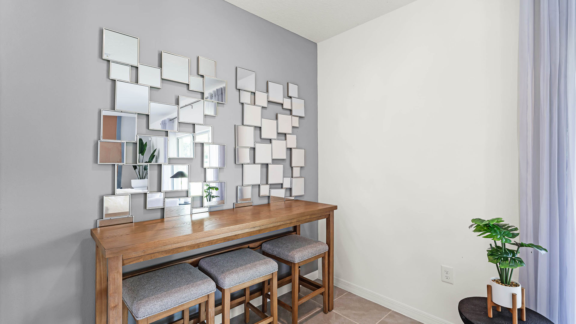 Living area with tile flooring